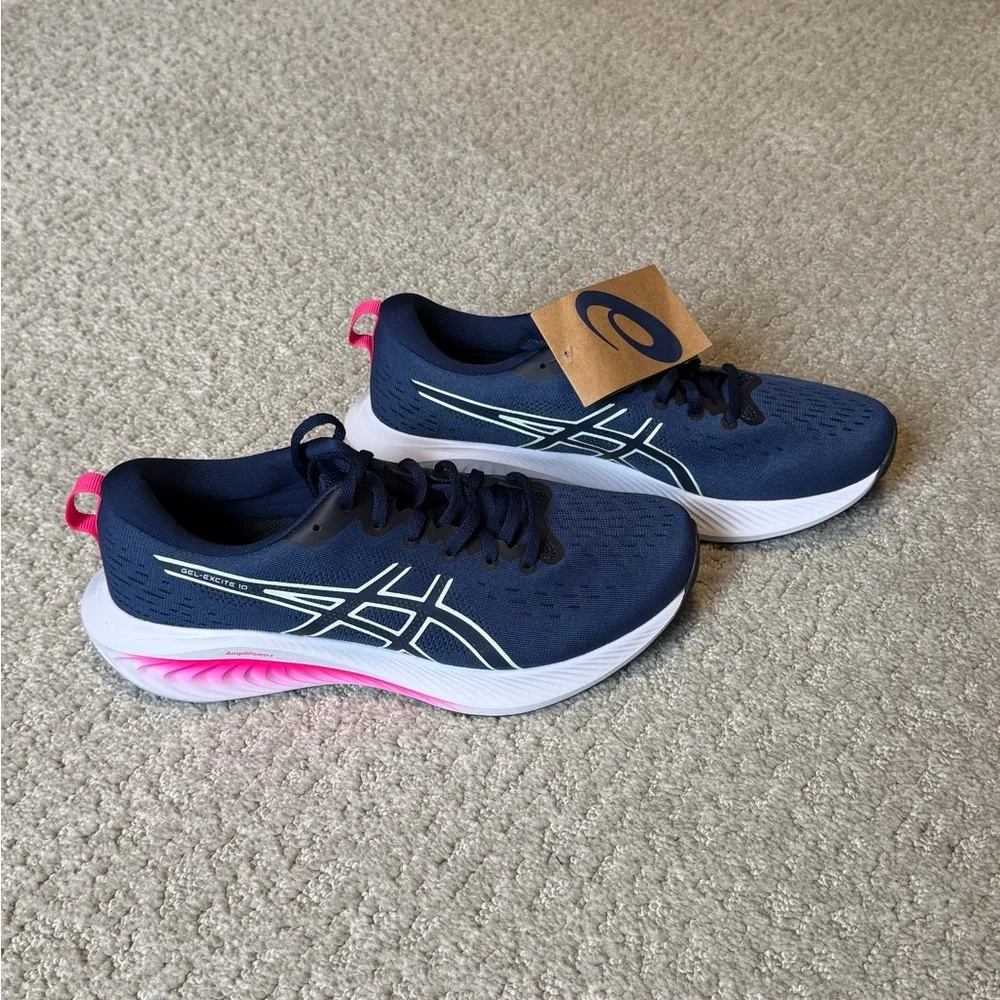 NWT Women’s ASICS Gel-Excite 10 Sneakers Navy + Hot Pink - Picture 2 of 10